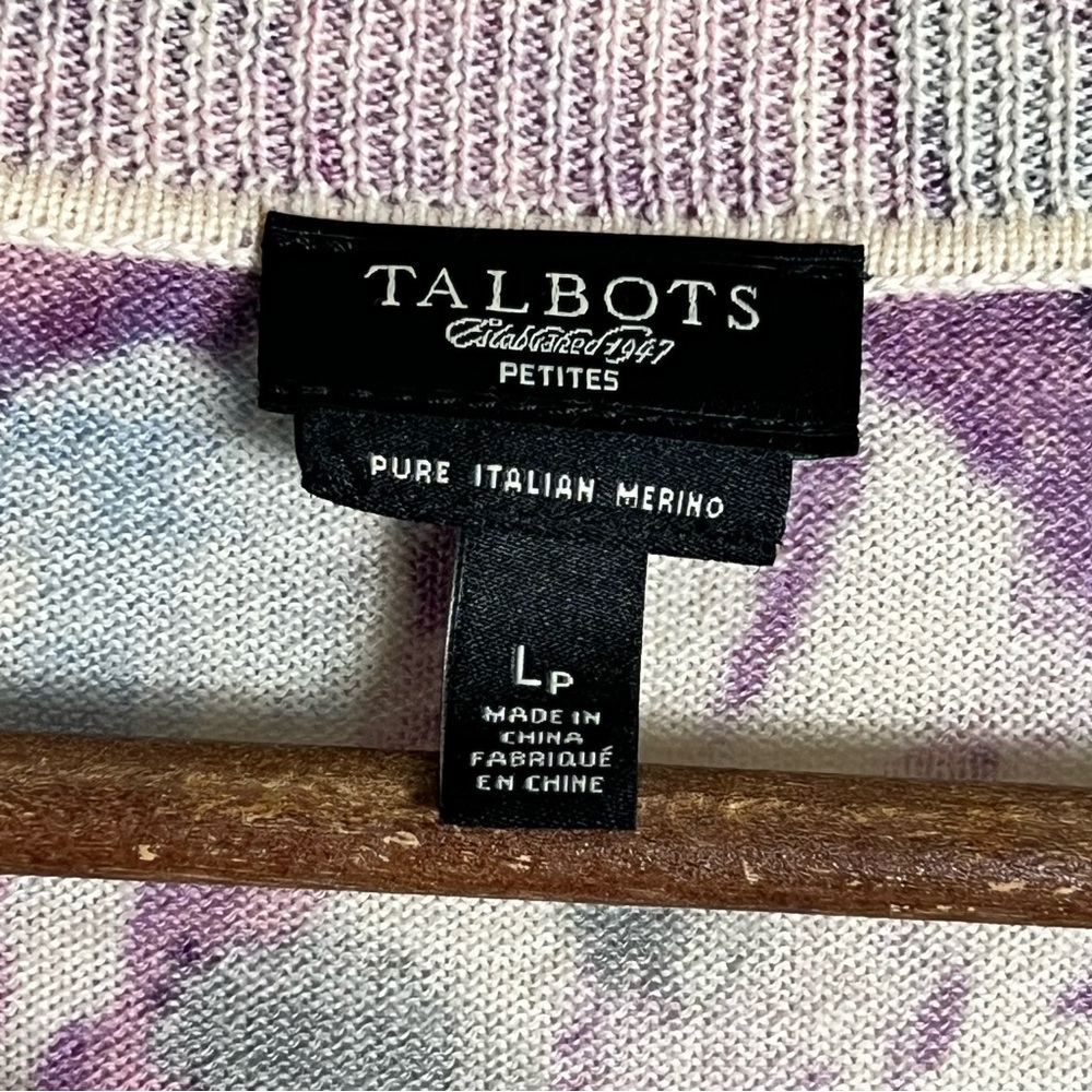 Talbots 100% Merino Wool Floral Button Up Cardigan Size Large Petite - Picture 5 of 9